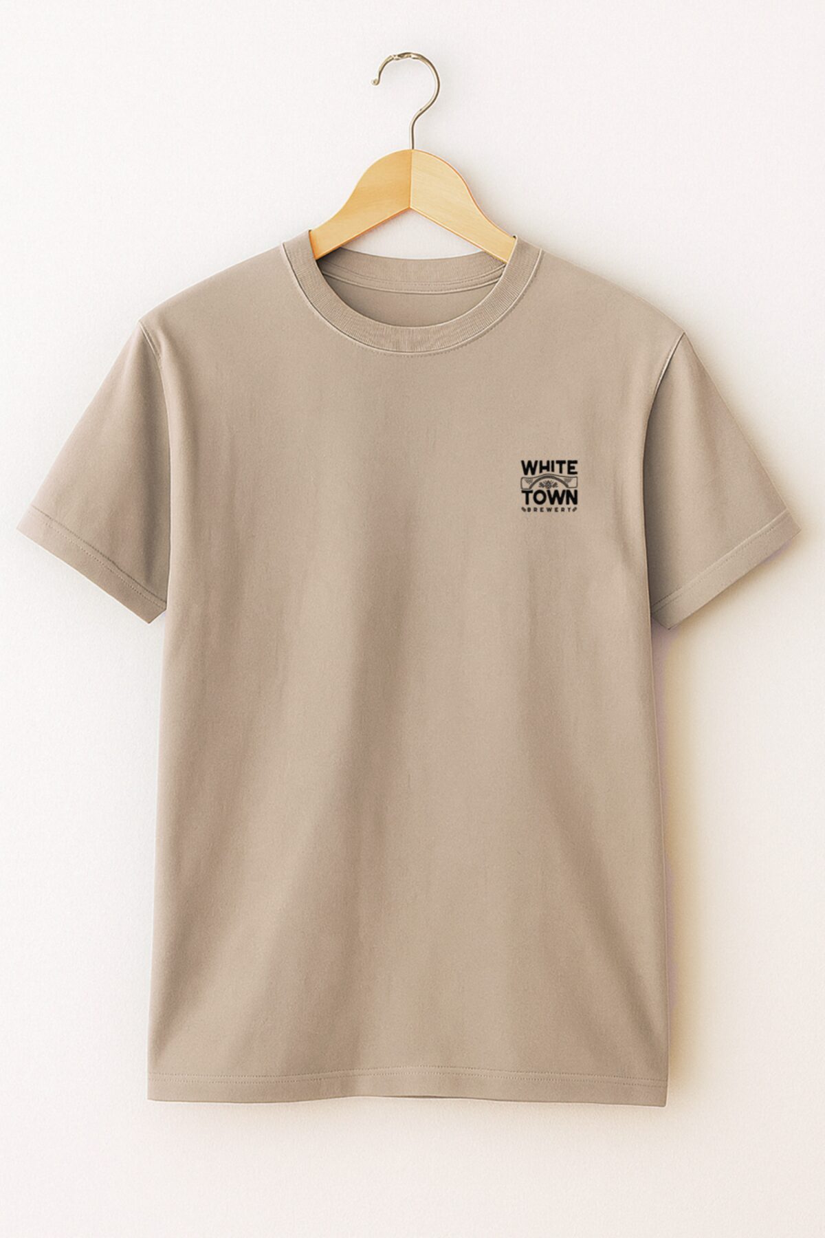 White Town Brewery - T-shirt - Front of beige top